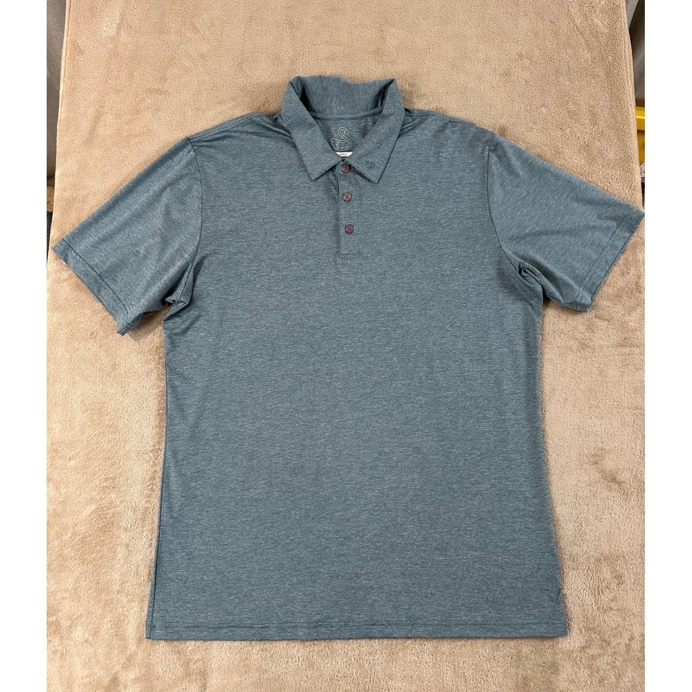 Swannies Golf Polo Shirt Mens XL Blue Green Heathered Short Sleeve EUC